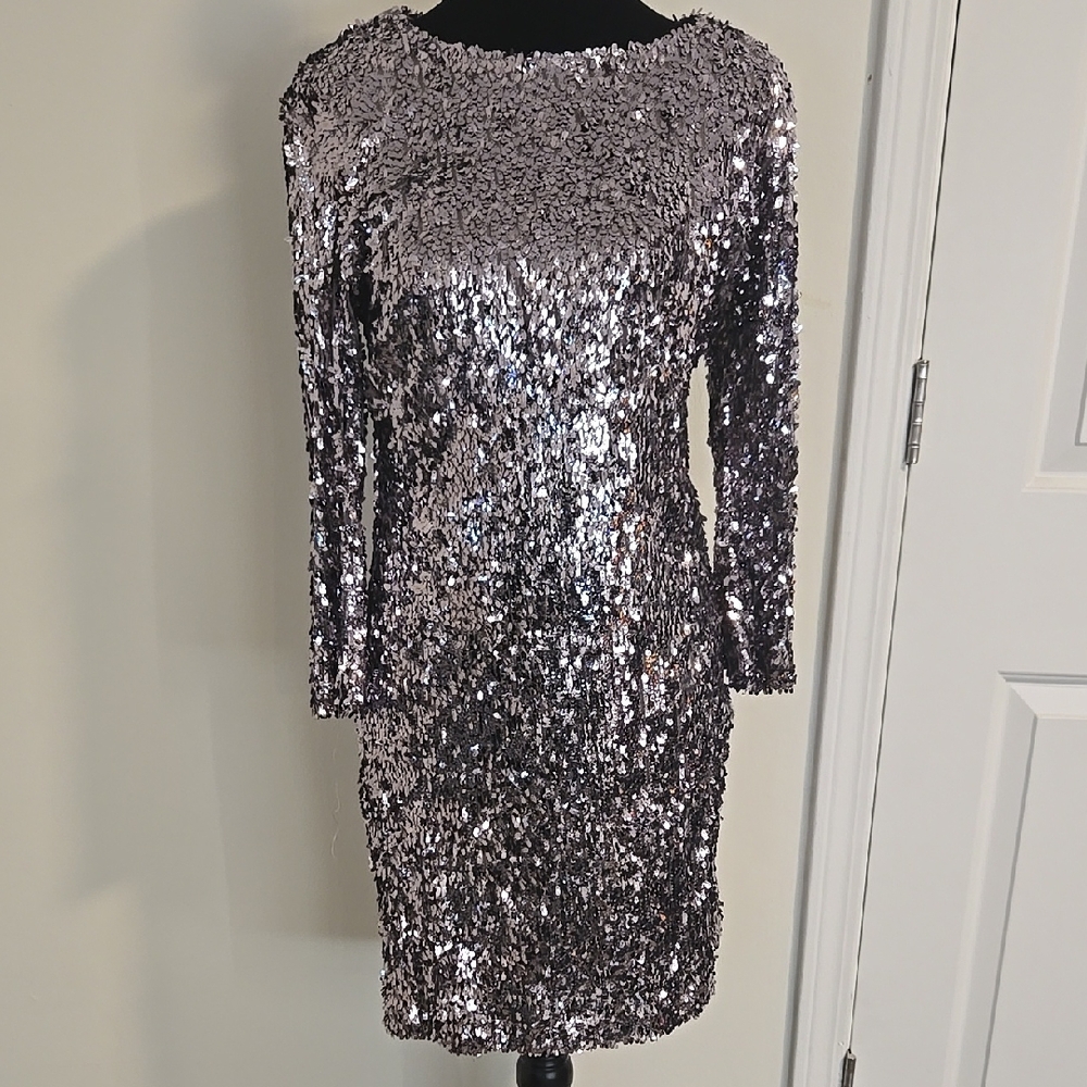 Akira Sequin Silver Dress